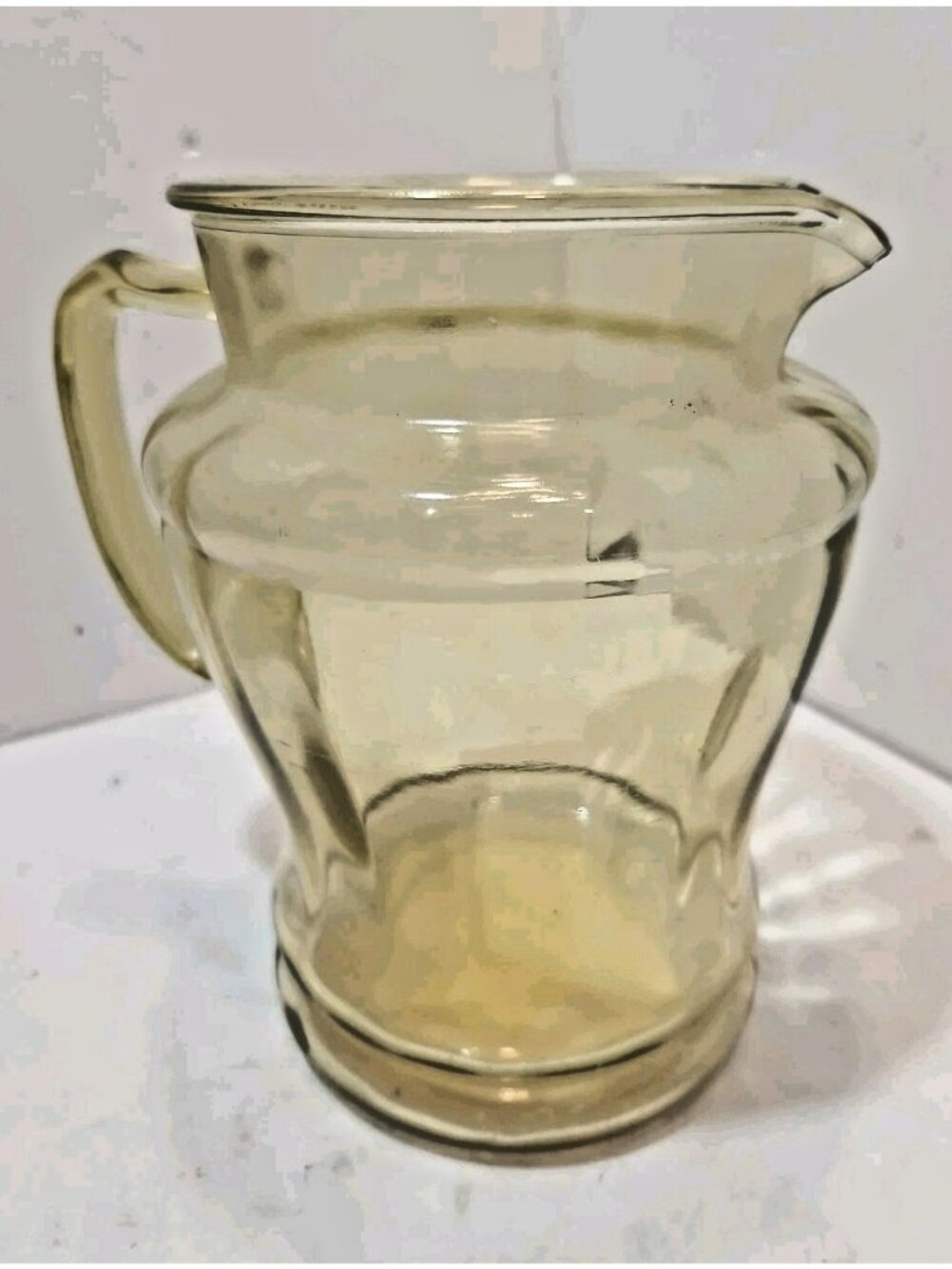 Vintage Federal Glass Depression Glass Pitcher Yelllow Amber Optic Pattern